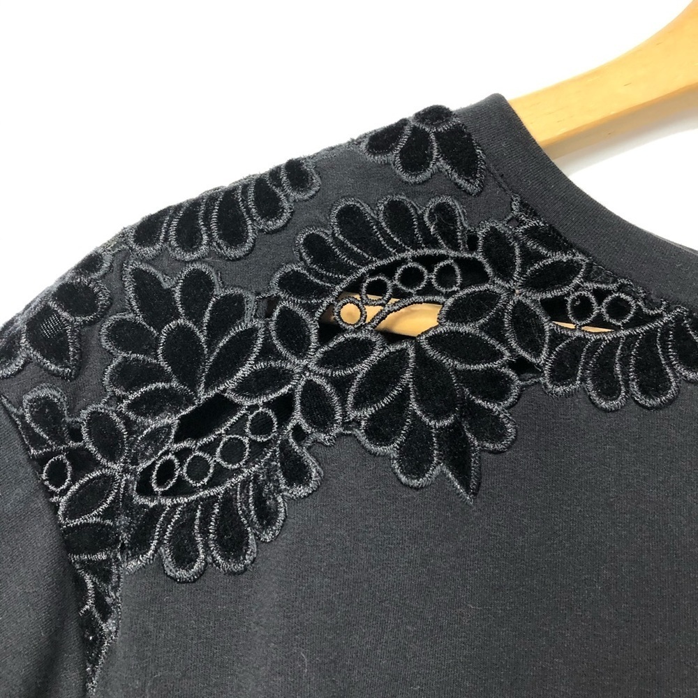 Loft-Black Velvet Accent Shoulders Sweatshirt S - Picture 5 of 7